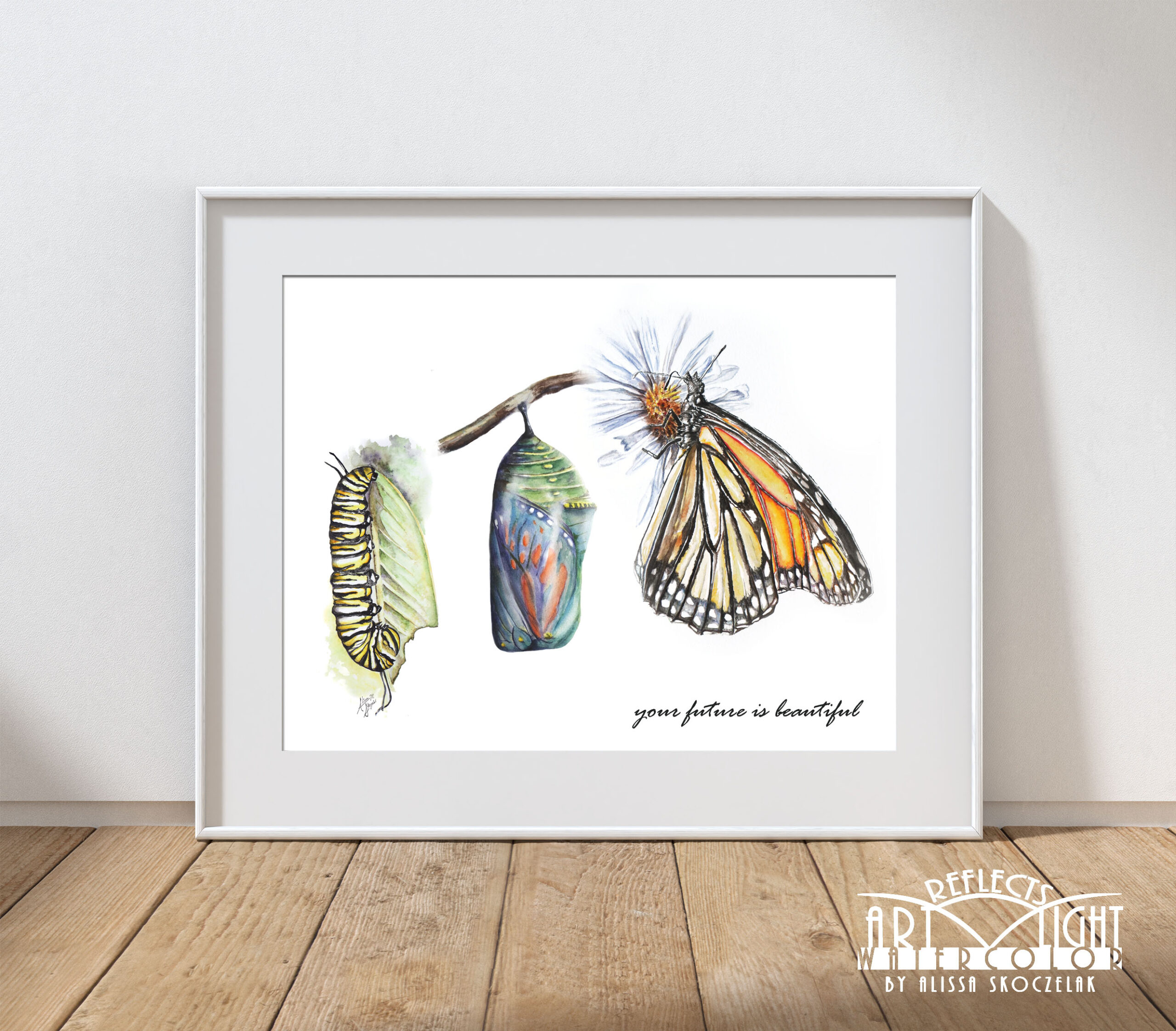 Monarch Butterfly wall art: Caterpillar Chrysalis Butterfly